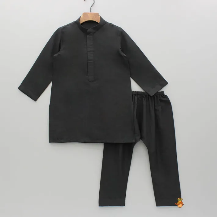 Hot Black Kurta And Printed Jacket With Pyjama BOY Indian Ethnic Wear | Ethnic Sets