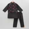 Hot Black Kurta With Embroidered Jacket And Pyjama BOY Indian Ethnic Wear | Ethnic Sets