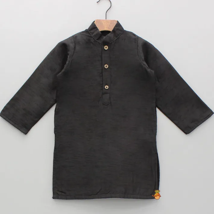 Hot Black Kurta With Embroidered Jacket And Pyjama BOY Indian Ethnic Wear | Ethnic Sets