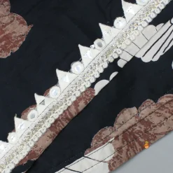 Online Black Kurti With Printed Gota Lace Detailed Front Open Jacket Twinning Sets | Ethnic Wear