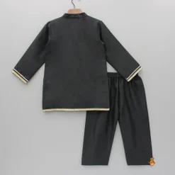 Fashion Black Multicolour Embroidered Kurta And Pyjama BOY Twinning Sets | Indian Ethnic Wear