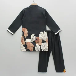 Fashion Black Printed Kurta And Pyjama BOY Twinning Sets | Indian Ethnic Wear