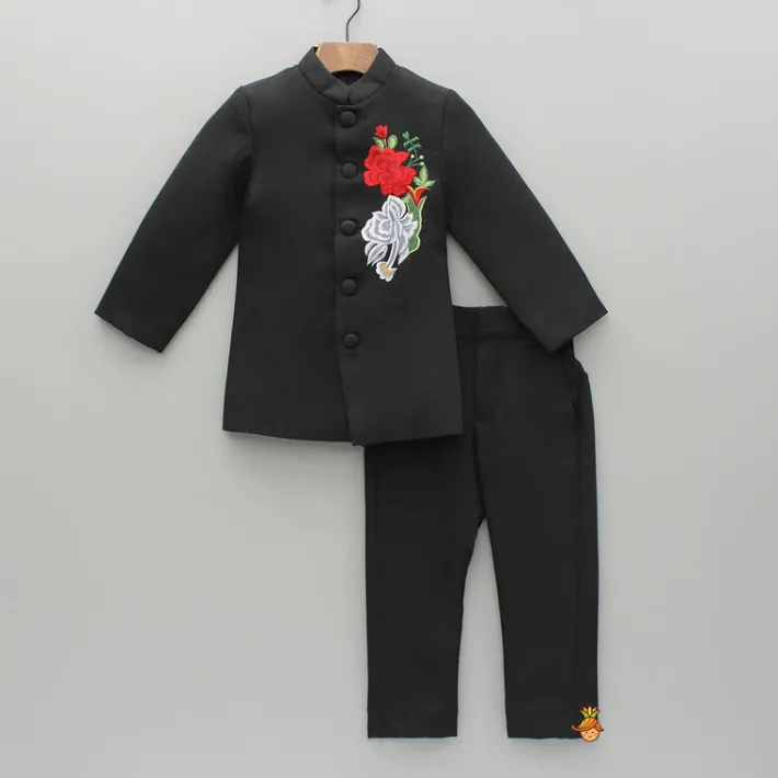 Fashion Black Sherwani With Embroidery And Pant BOY Indian Ethnic Wear | Sherwani Sets
