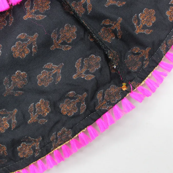 Clearance Black Stylish Printed Lace Work Top And Dhoti With Matching Sling Bag Ethnic Wear | Dhotis & Patialas