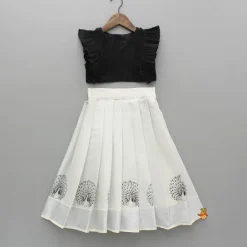 Online Black Top With Pleats Detailing And Pleated Lehenga Twinning Sets | Ethnic Wear