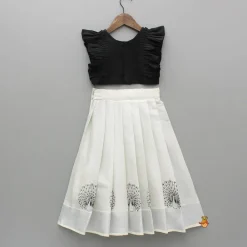 Online Black Top With Pleats Detailing And Pleated Lehenga Twinning Sets | Ethnic Wear