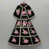 Fashion Black Velvet Embroidered Lace Detailed Strap Top With Cape And Lehenga Ethnic Wear | Lehengas & Ghagras
