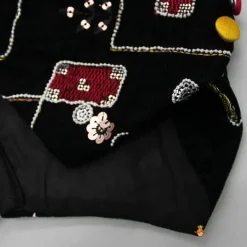 Outlet Black Velvet Embroidered Collar Neck Halter Top With Flap Embroidered Lehenga Ethnic Wear | Lehengas & Ghagras