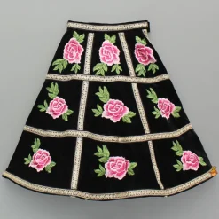Fashion Black Velvet Embroidered Lace Detailed Strap Top With Cape And Lehenga Ethnic Wear | Lehengas & Ghagras