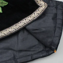 Fashion Black Velvet Embroidered Lace Detailed Strap Top With Cape And Lehenga Ethnic Wear | Lehengas & Ghagras