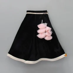 Outlet Black Velvet Top And Lehenga With Frilly Pink Dupatta Ethnic Wear | Lehengas & Ghagras