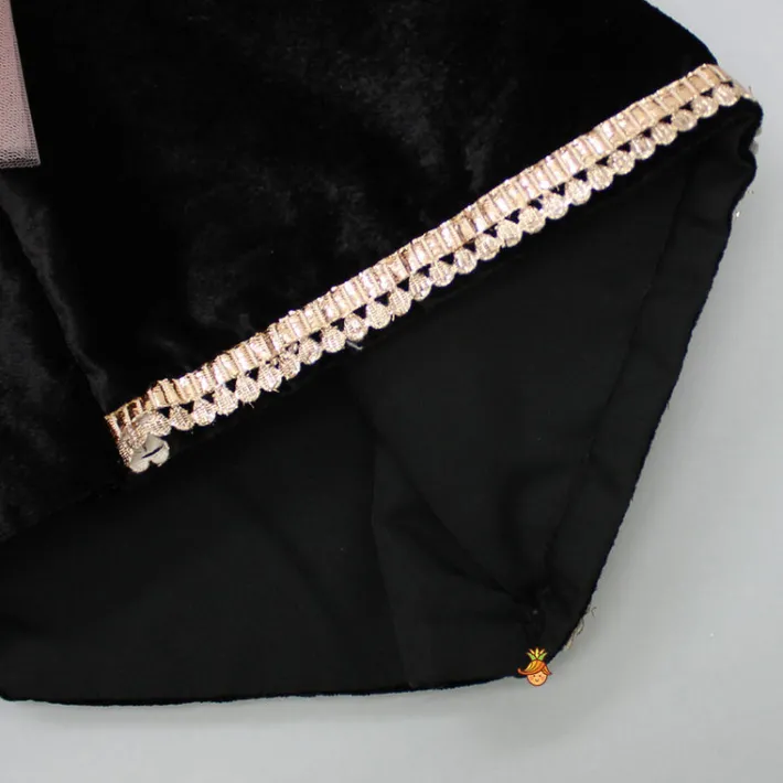 Outlet Black Velvet Top And Lehenga With Frilly Pink Dupatta Ethnic Wear | Lehengas & Ghagras