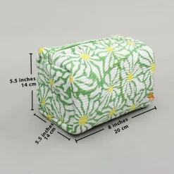 Best Block Printed Green Pouch Bags - Set Of 2 Bags
