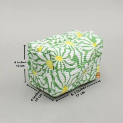 Best Block Printed Green Pouch Bags - Set Of 2 Bags
