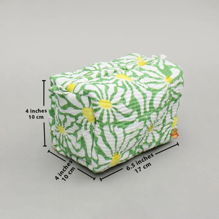 Best Block Printed Green Pouch Bags - Set Of 2 Bags
