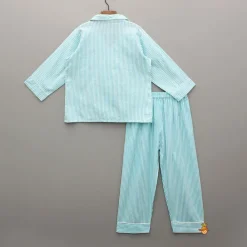 Hot Blue And White Striped Notch Collar Sleepwear BOY Sleep Wear | Sleepwear