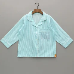 Hot Blue And White Striped Notch Collar Sleepwear BOY Sleep Wear | Sleepwear