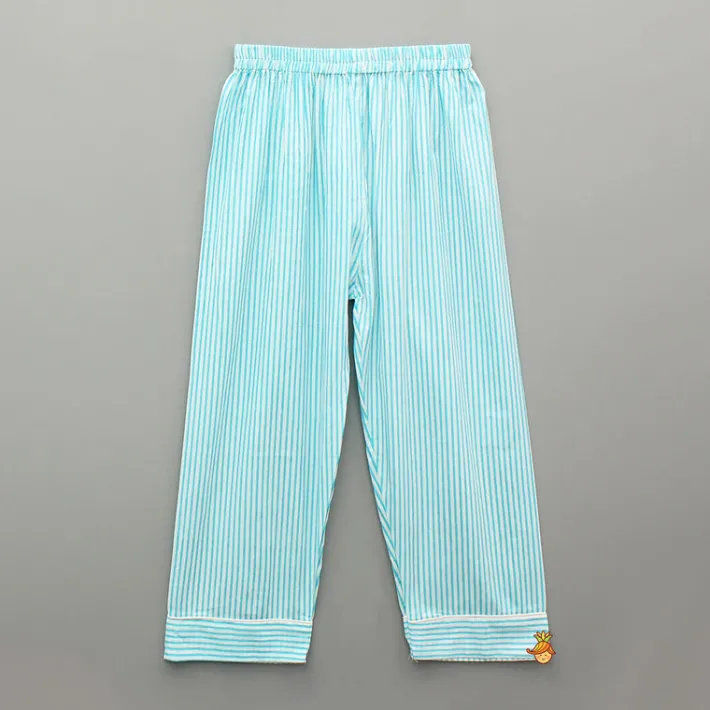 Hot Blue And White Striped Notch Collar Sleepwear BOY Sleep Wear | Sleepwear