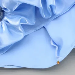 Fashion Blue Artificial Flowers Embellished Dress Dresses & Sets | Dresses