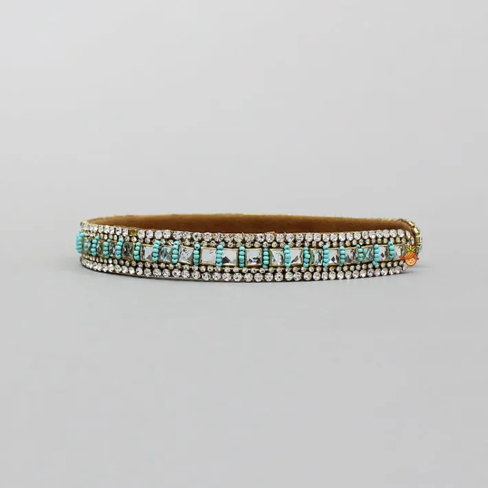 Fashion Blue Beads And Artificial Stones Embellished Hairband Hair Accessories | Hair Bands