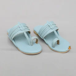 Online Blue Braided Kolhapuri Flats Shoes