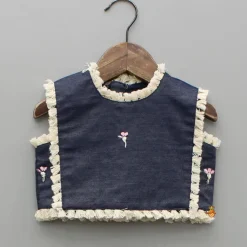 Fashion Blue Denim Embroidered Top And Stylish Skirt Dresses & Sets | Sets