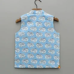 Online Blue Elephant Printed Jacket BOY Indian Ethnic Wear | Ethnic Jackets