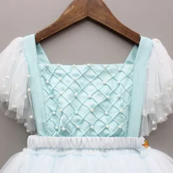 Hot Blue Embellished Strappy Back Tie Up Frilly Layered Dress And Matching Hairclip Dresses & Sets | Dresses