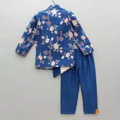 Fashion Blue Embroidered Asymmetric Sherwani And Pyjama BOY Indian Ethnic Wear | Sherwani Sets