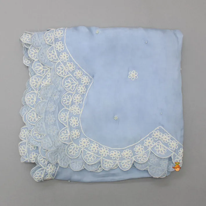Clearance Blue Embroidered Dupatta Ethnic Wear