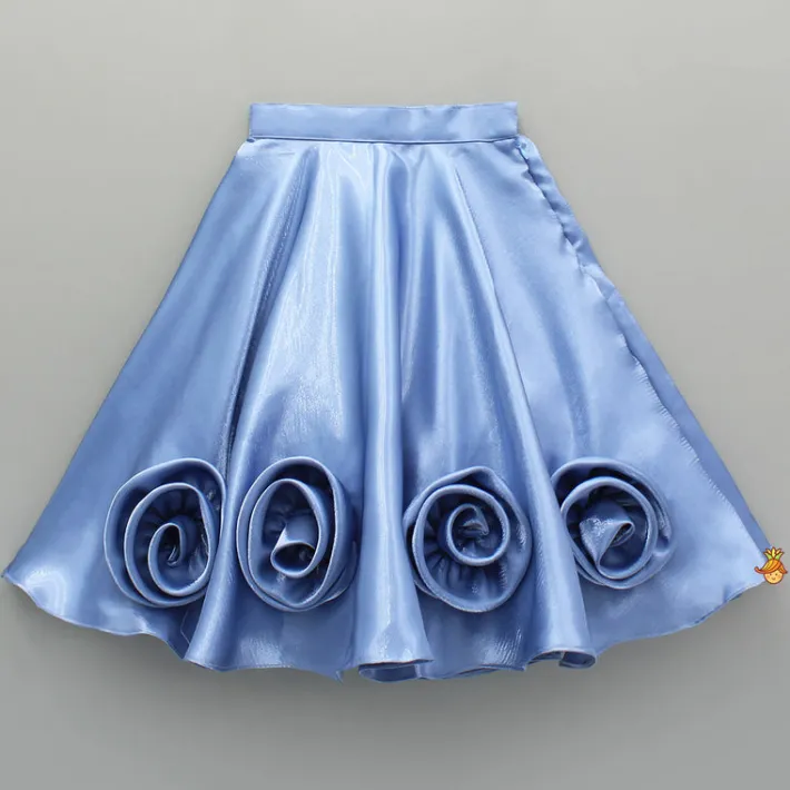 Hot Blue Embroidered Embellished Top And Lehenga Ethnic Wear | Lehengas & Ghagras