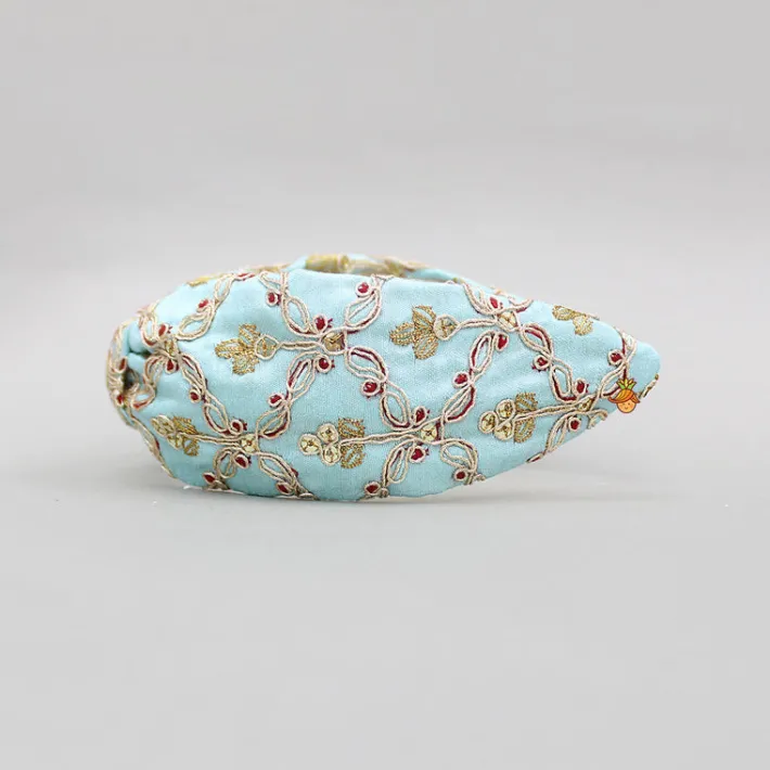 New Blue Embroidered Hairband Hair Accessories | Hair Bands