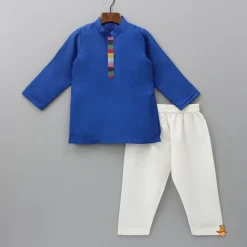 Hot Blue Embroidered Jacket With Kurta And Pyjama BOY Indian Ethnic Wear | Ethnic Sets