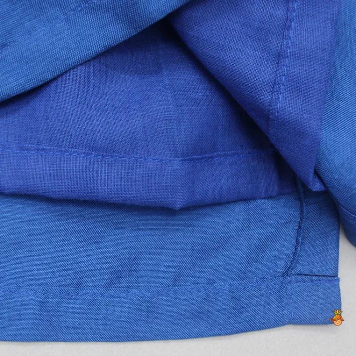 Hot Blue Embroidered Jacket With Kurta And Pyjama BOY Indian Ethnic Wear | Ethnic Sets