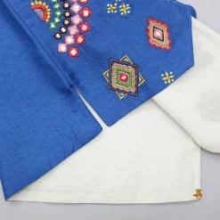 Hot Blue Embroidered Jacket With Kurta And Pyjama BOY Indian Ethnic Wear | Ethnic Sets