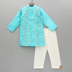 Best Blue Embroidered Kurta And Pyjama BOY Indian Ethnic Wear | Ethnic Sets