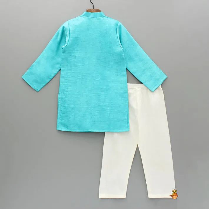Best Blue Embroidered Kurta And Pyjama BOY Indian Ethnic Wear | Ethnic Sets