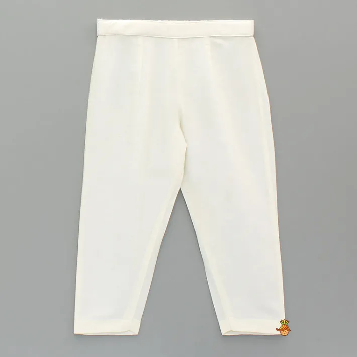 Online Blue Embroidered Kurta And Off White Pant BOY Indian Ethnic Wear | Ethnic Sets