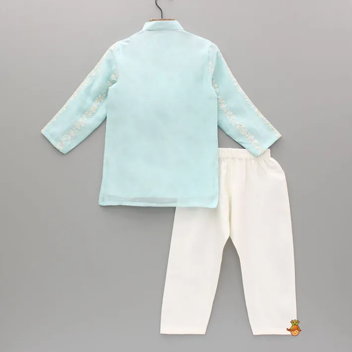 Outlet Blue Embroidered Kurta With Pyjama BOY Indian Ethnic Wear | Ethnic Sets