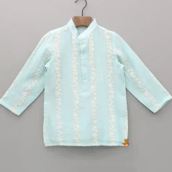 Outlet Blue Embroidered Kurta With Pyjama BOY Indian Ethnic Wear | Ethnic Sets