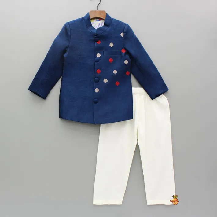 Fashion Blue Embroidered Sherwani And Pyjama BOY Indian Ethnic Wear | Sherwani Sets