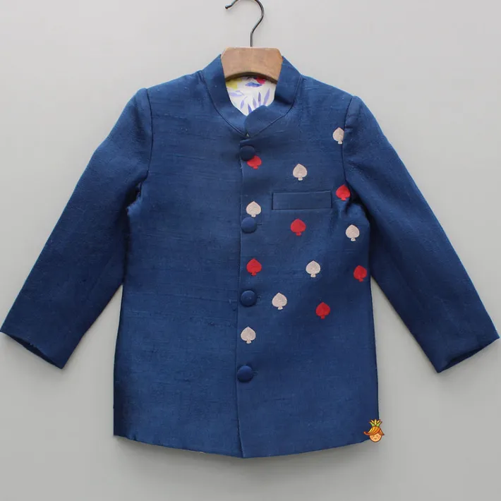 Fashion Blue Embroidered Sherwani And Pyjama BOY Indian Ethnic Wear | Sherwani Sets