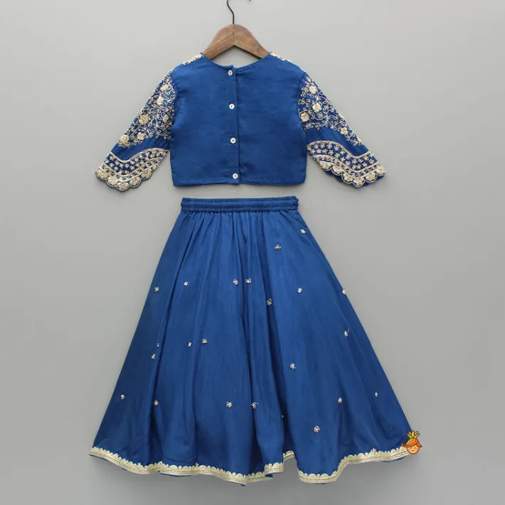 Discount Blue Embroidered Top And Lehenga Ethnic Wear | Lehengas & Ghagras