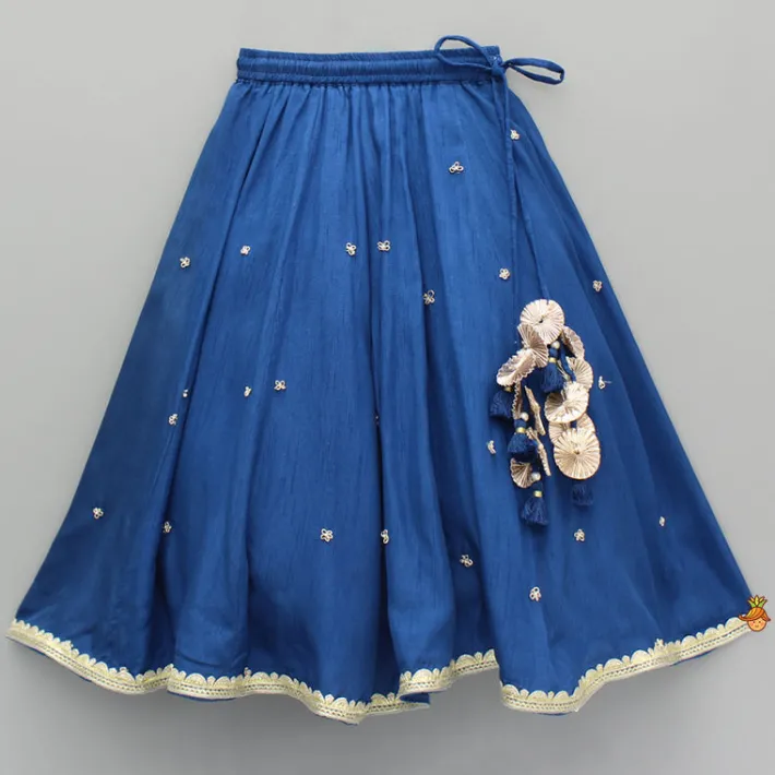 Discount Blue Embroidered Top And Lehenga Ethnic Wear | Lehengas & Ghagras