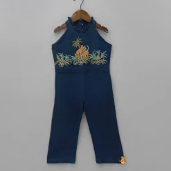 Hot Blue Embroidered Yoke Jumpsuit Dresses & Sets | Jumpsuits