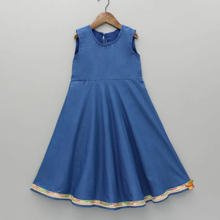 Online Blue Flared Kurti With Multicoloured Embroidered Jacket Ethnic Wear | Kurtis & Jumpsuits