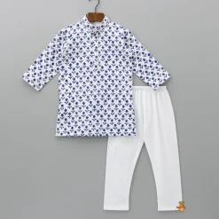 Best Blue Floral Printed Kurta And Pyjama BOY Indian Ethnic Wear | Ethnic Sets