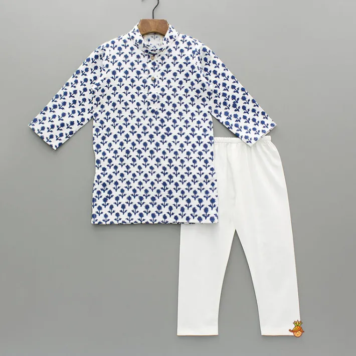 Outlet Blue Floral Printed Kurta And Pyjama BOY Indian Ethnic Wear | Ethnic Sets