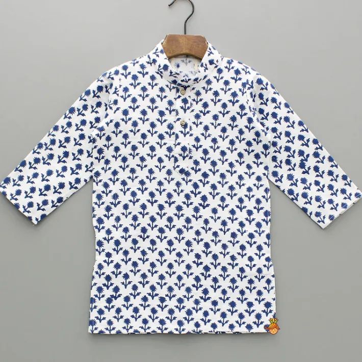 Outlet Blue Floral Printed Kurta And Pyjama BOY Indian Ethnic Wear | Ethnic Sets