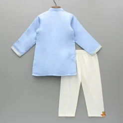 Online Blue Gota Embroidered Kurta And Pyjama BOY Indian Ethnic Wear | Ethnic Sets